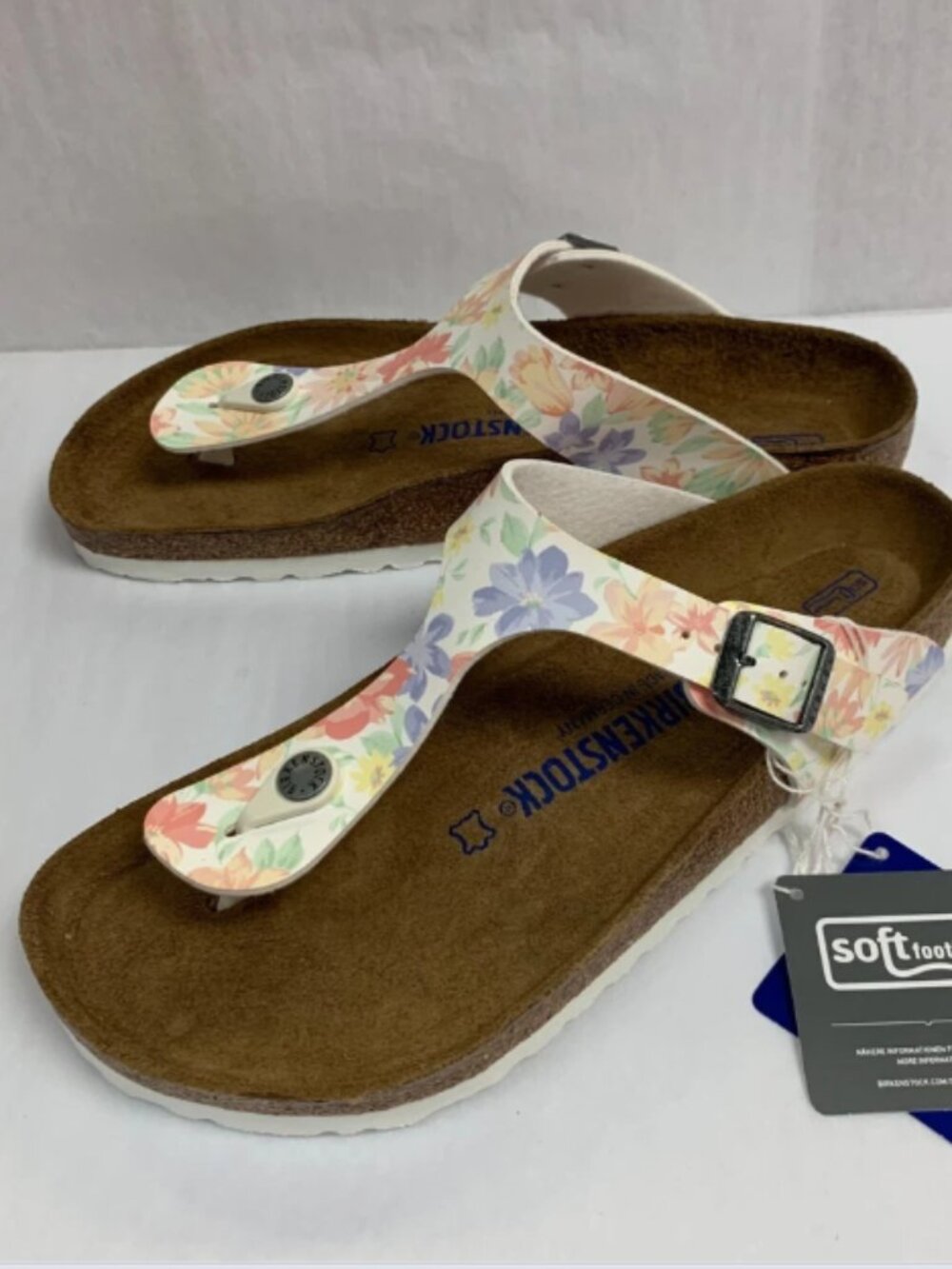 Birkenstock Gizeh SFB Supernatural Flower White Birko-Flor Regular Width Sandals - Picture 3 of 5